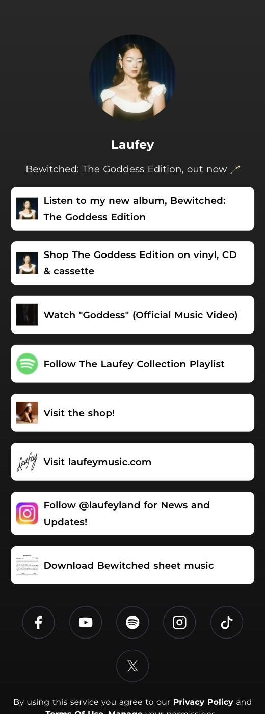 Laufey's Feature.fm bio link page