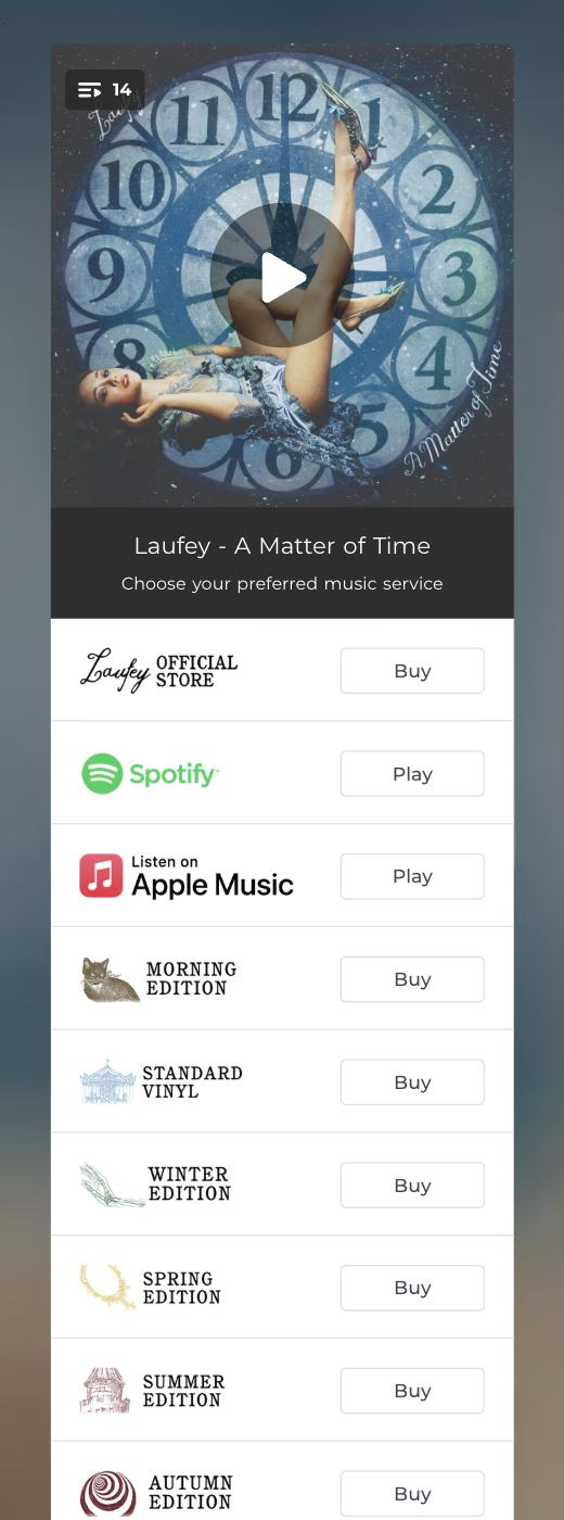 Laufey's Feature.fm smart link for A Matter of Time