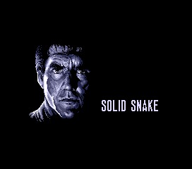 Pixel art image of Solid Snake, taken from an image of Mel Gibson in Lethal Weapon but with a thousand yard stare.