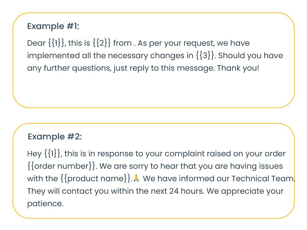 Ticket update - WhatsApp message template example
