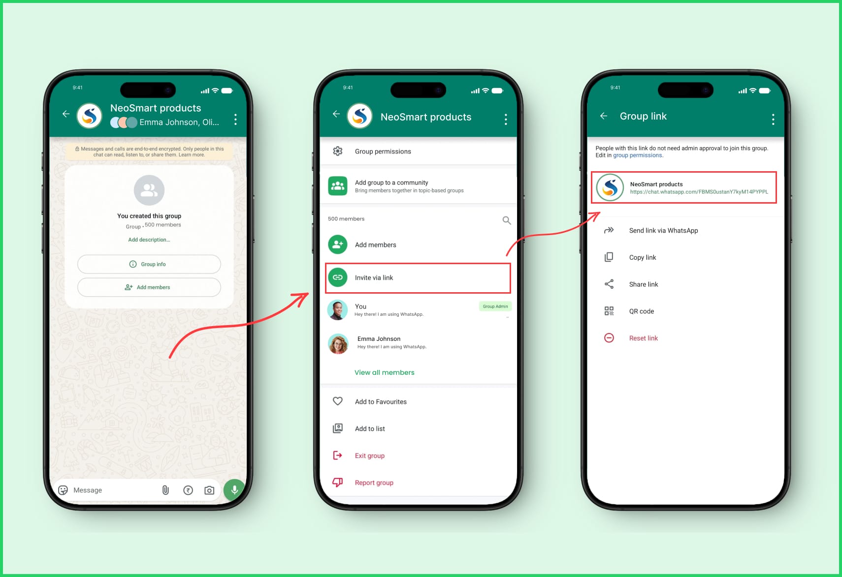 Steps to create a WhatsApp group link on mobile