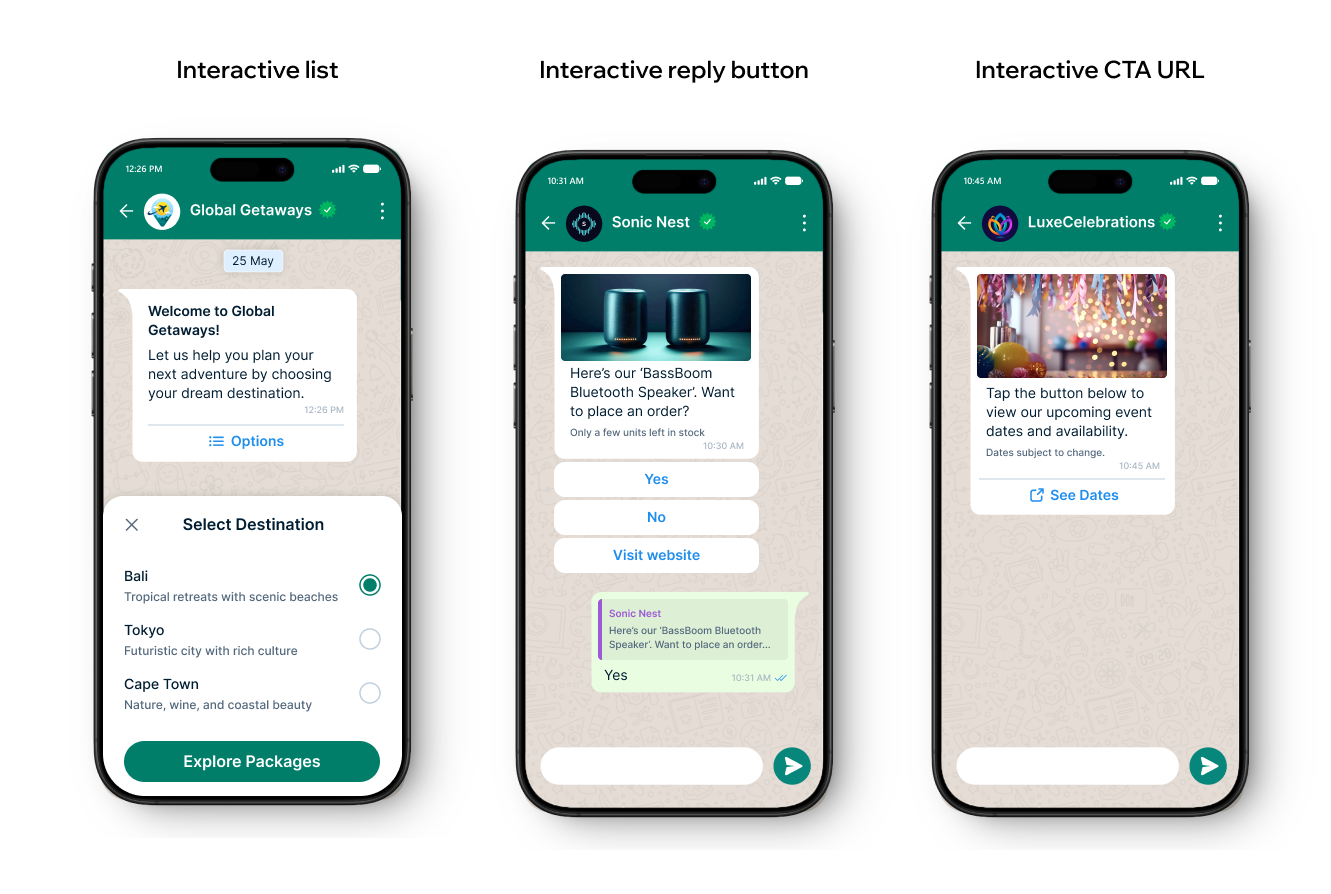 Interactive WhatsApp messages