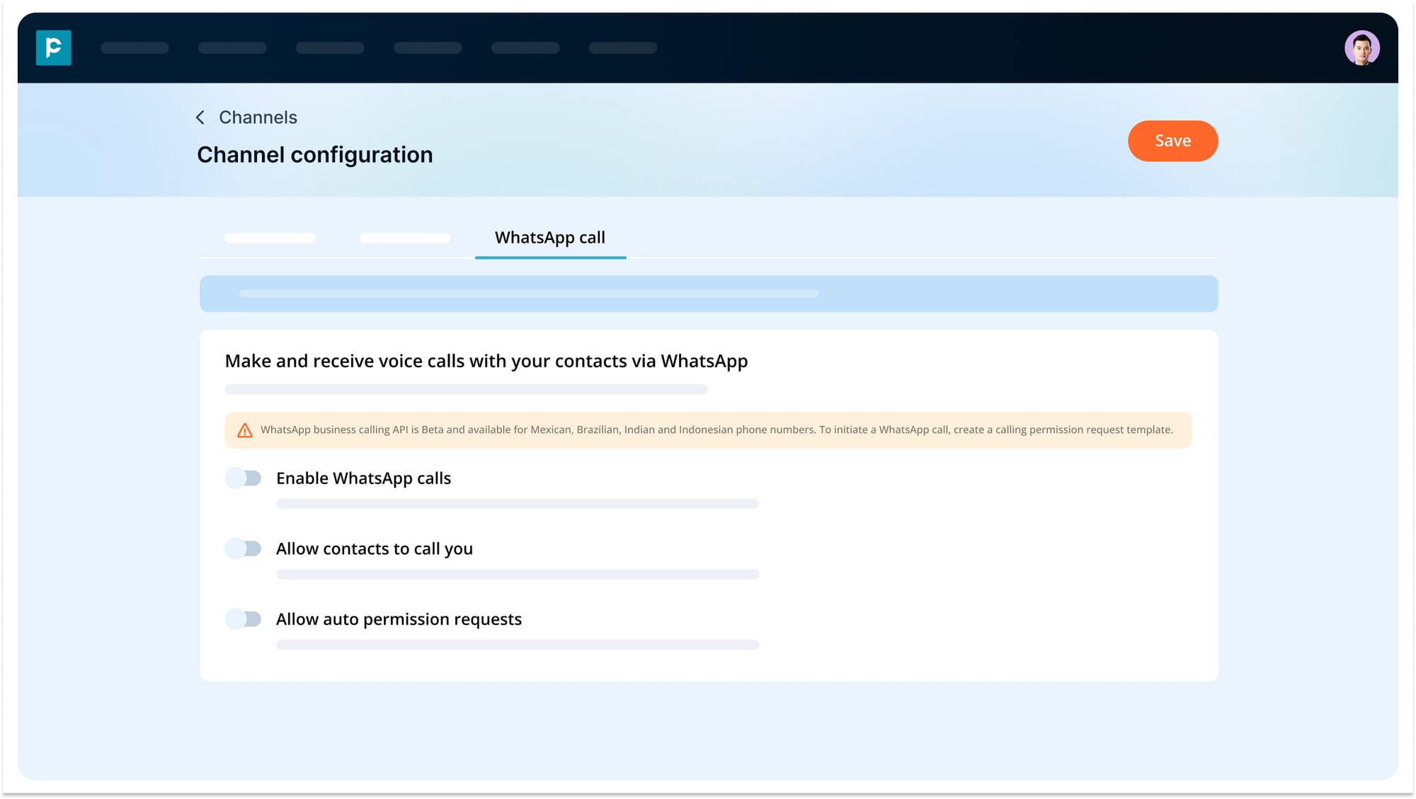 WhatsApp calling configuration in CRM