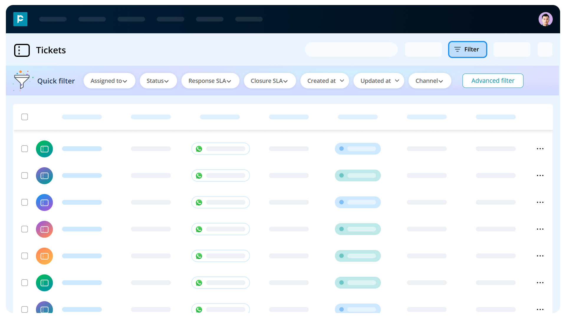 Ticket filter in CRM