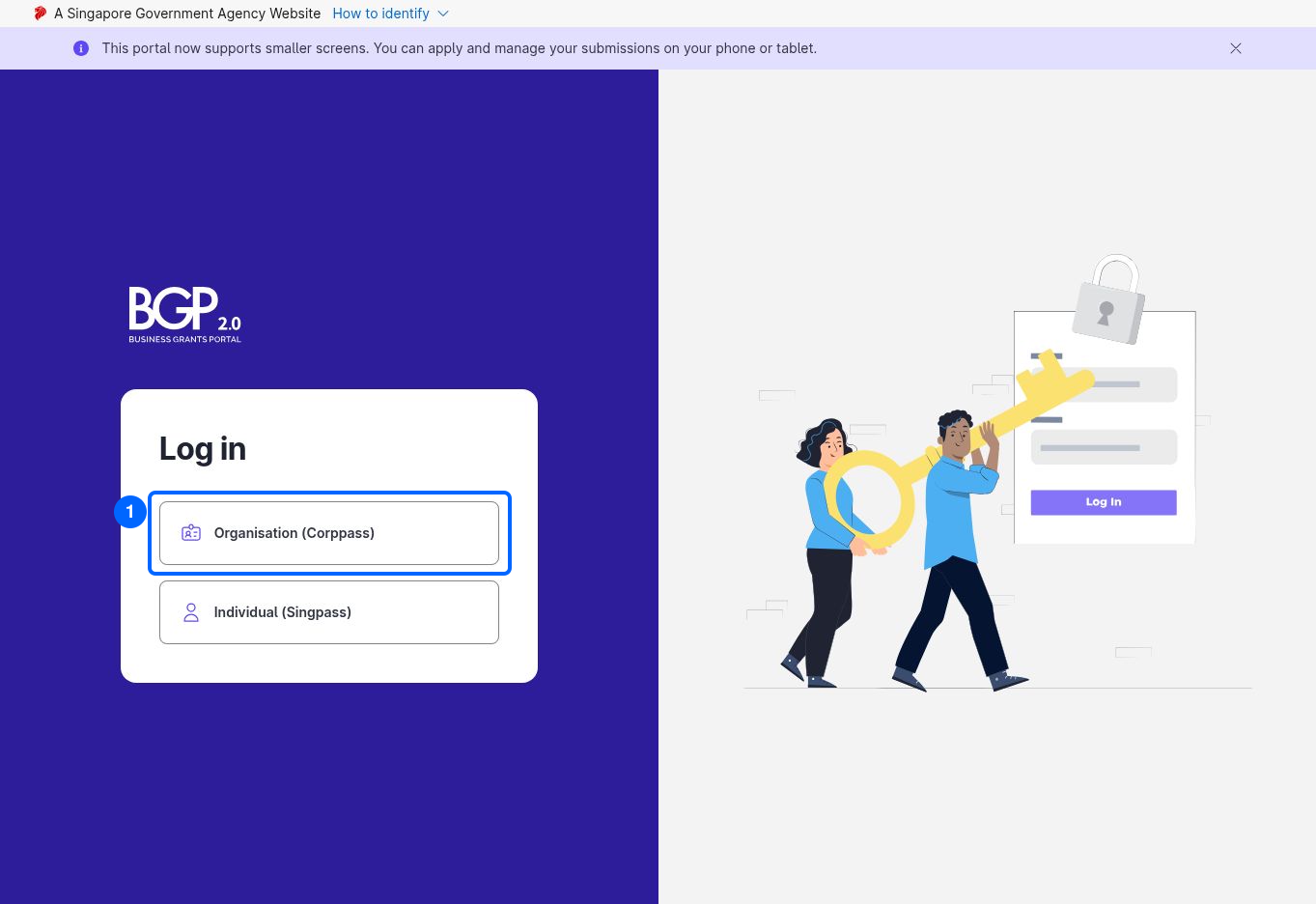 Sign in to the Business Grants Portal