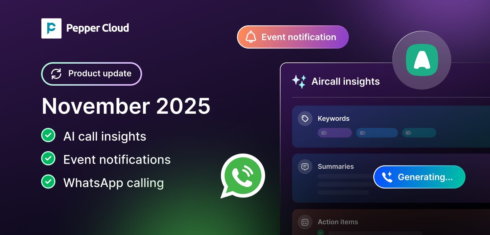 New features: Event notifications, WhatsApp calling,  AI agents, & more