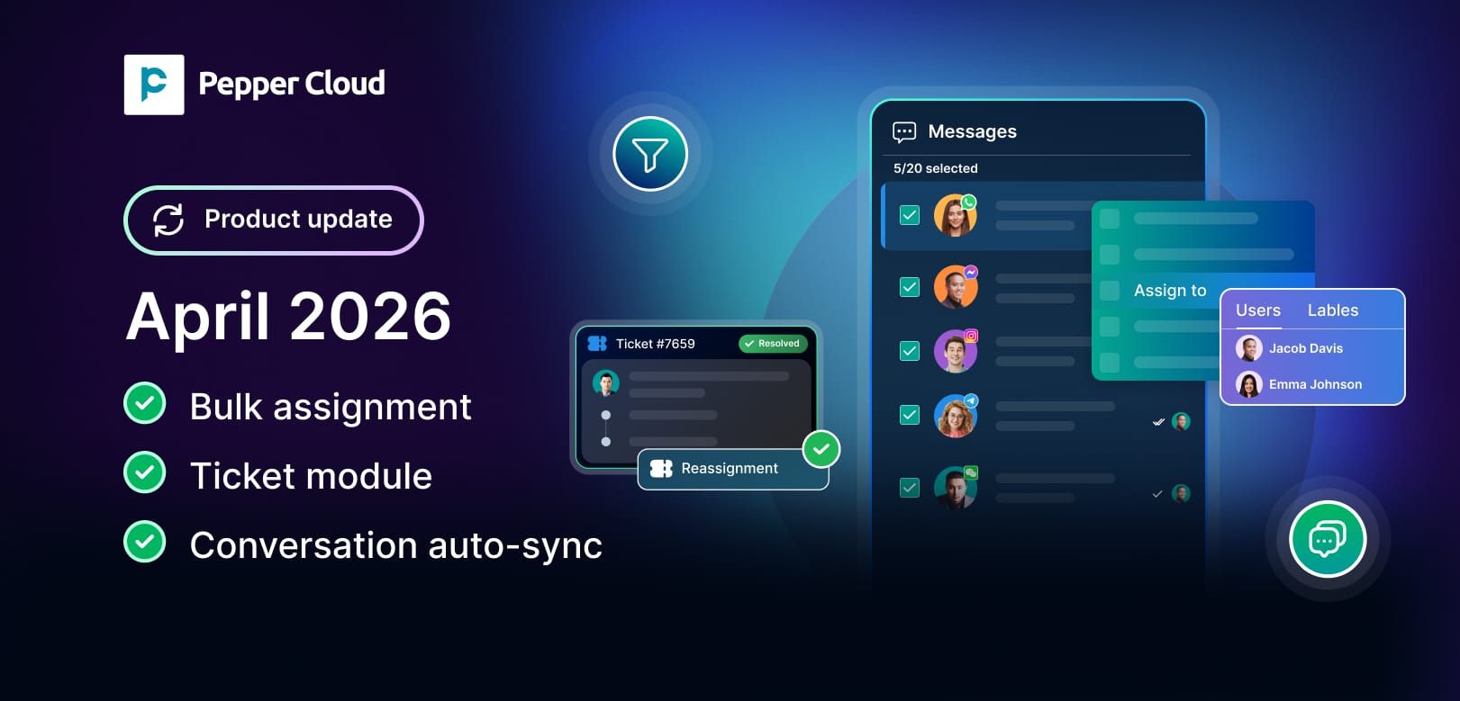 New features: Conversation bulk assignment, ticket module, and more