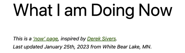 screenshot of a page that says "what I am doing now"