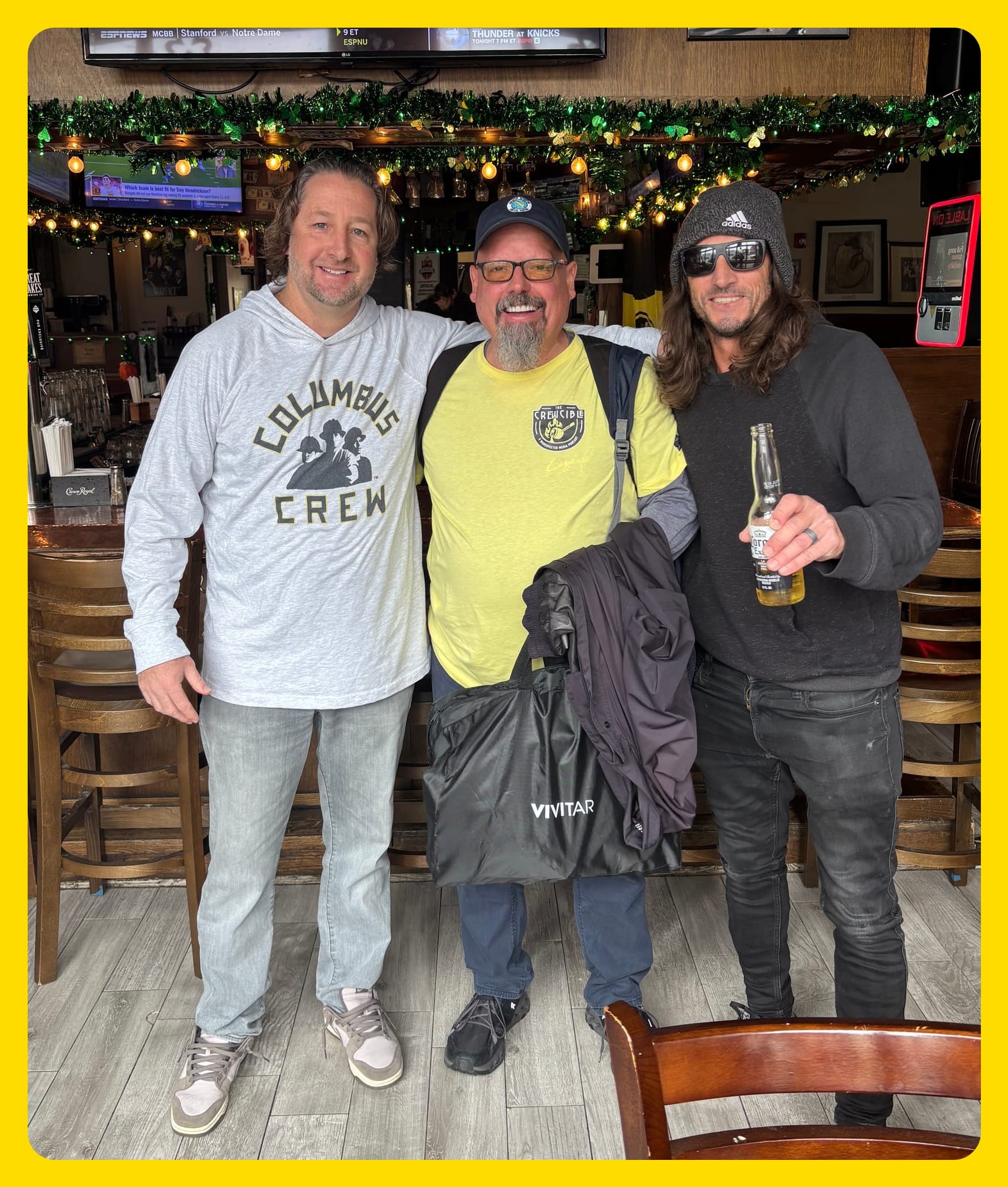Duncan Oughton, Michael Arace and Frankie Hejduk at Jimmy V's in Westerville, Ohio, after a long interview.