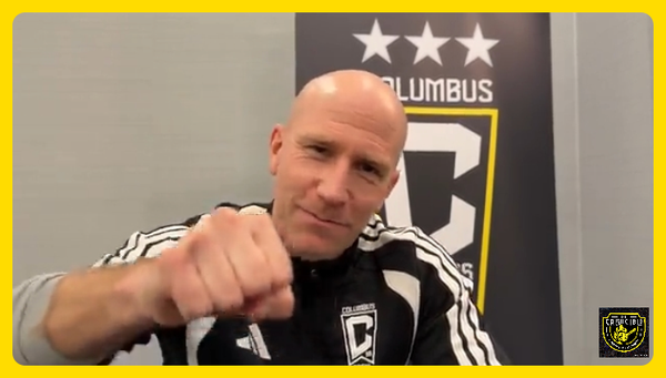 Henrik Rydström offers a fist bump to Columbus Crew fans and a step on the throat to opponents