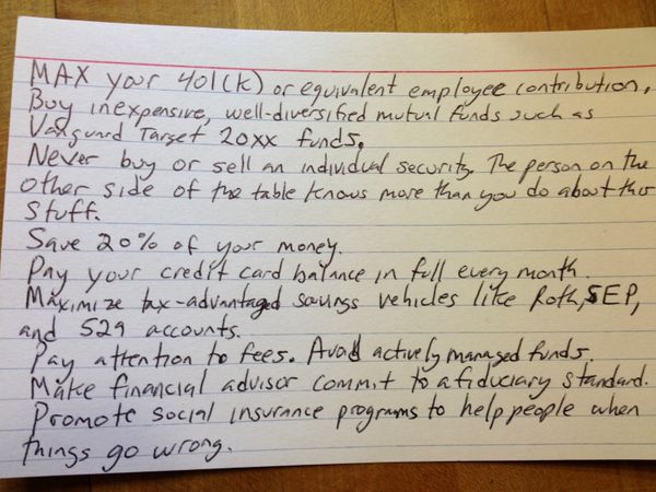 9 Simple Money Rules On 1 Index Card