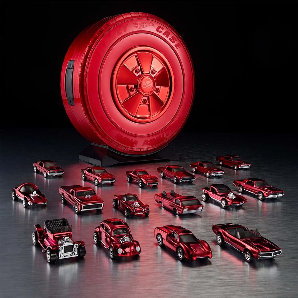 Mattel 80th Anniversary Hot Wheels Original 16 Rally Case Set - Hot Wheels 2025 Red Line Club