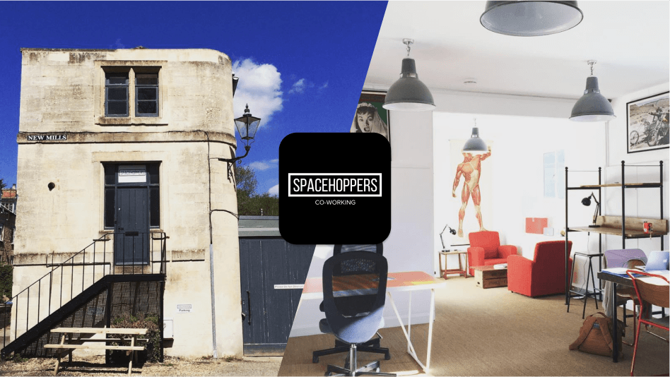 SpaceHoppers coworking space's restored mill building and their interior.