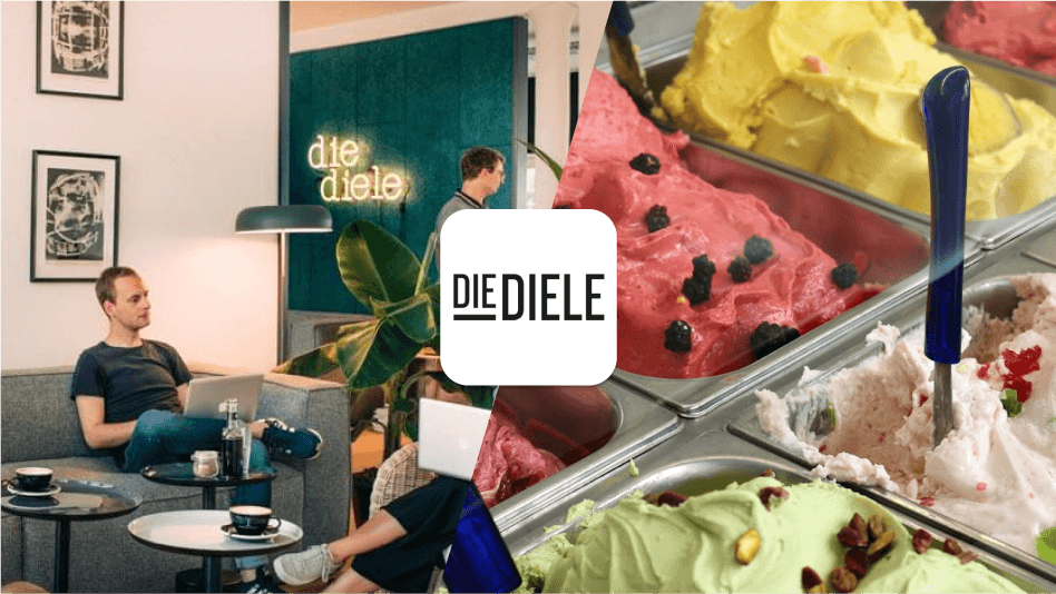 Die Diele coworking space's interior and ice cream.