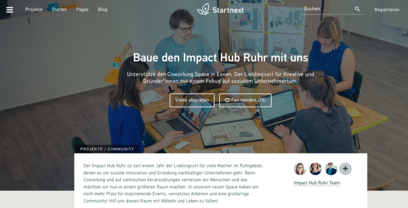 Page of Impact Hub's website in German