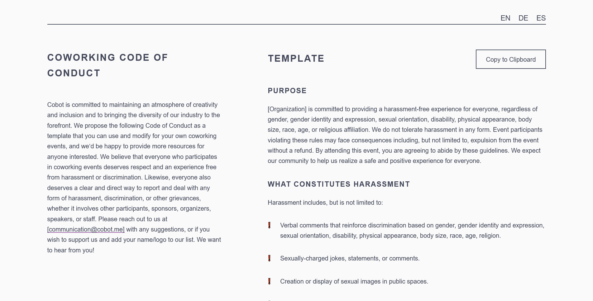 The Code of Conduct IDEA Challenge
