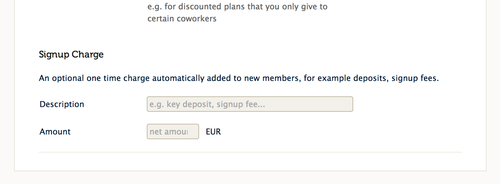 Deposits and signup fees
