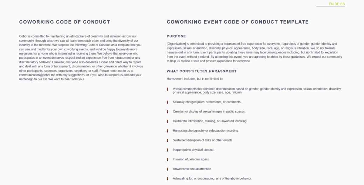 A New Free-to-Use Code of Conduct Template