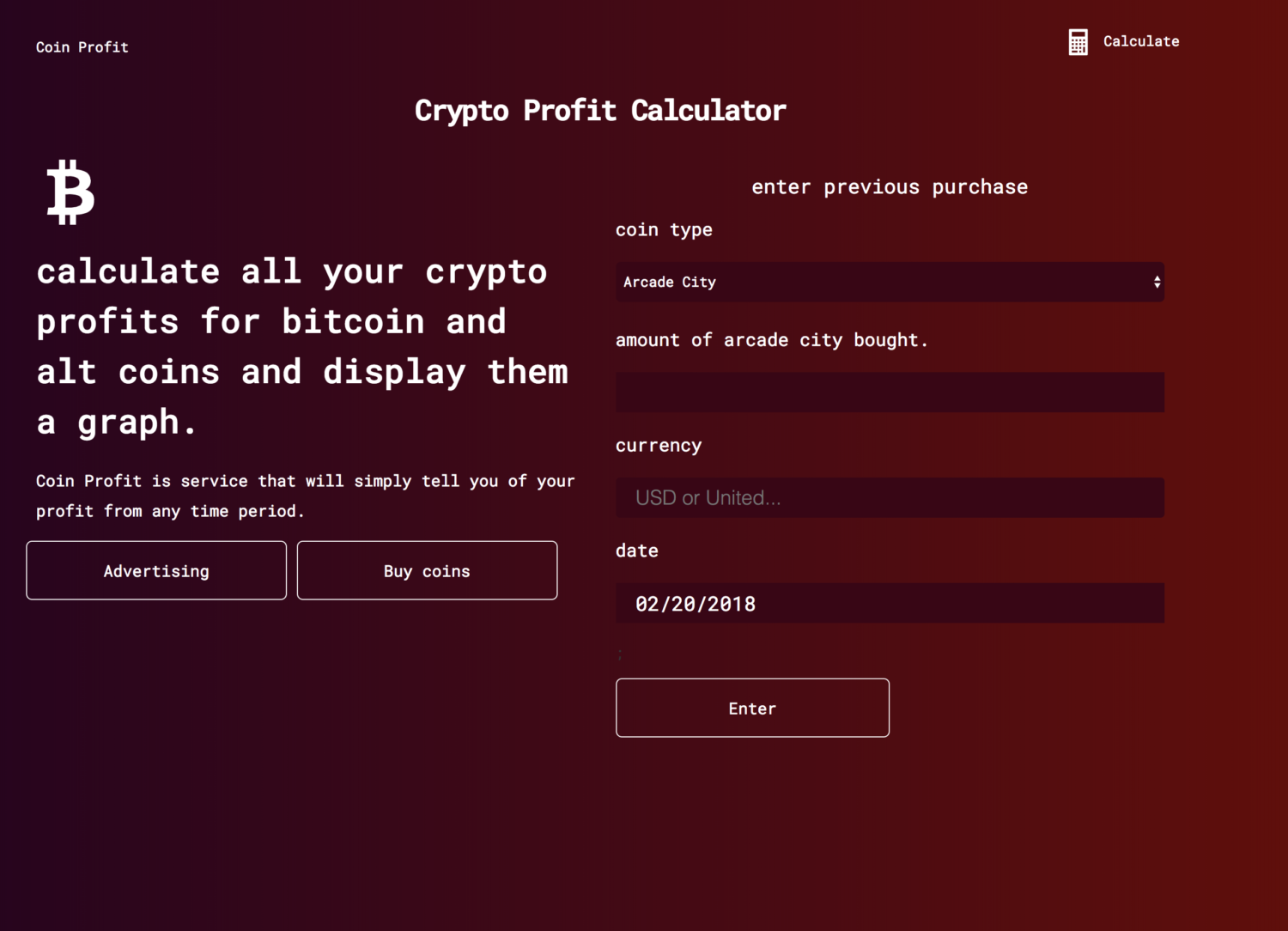 Simple Crypto Profit Calculator