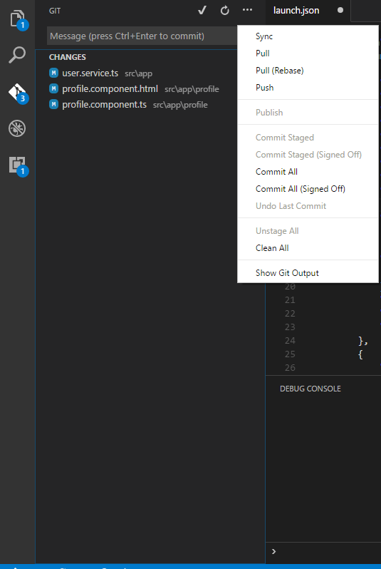 Visual Studio Git Commands
