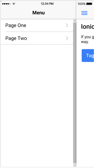 Ionic menu sidebar