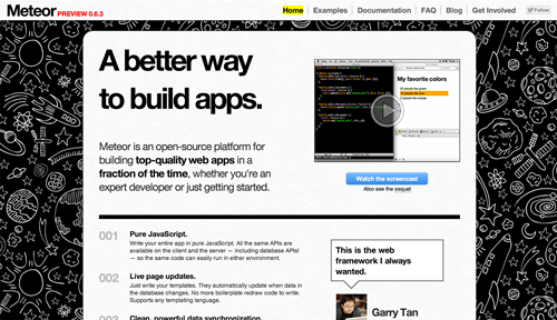 Meteor website look before 1.0