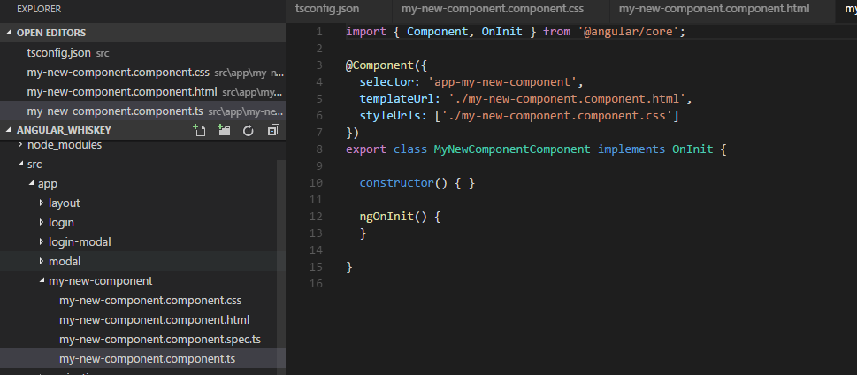 Generating New Angular 2 Component