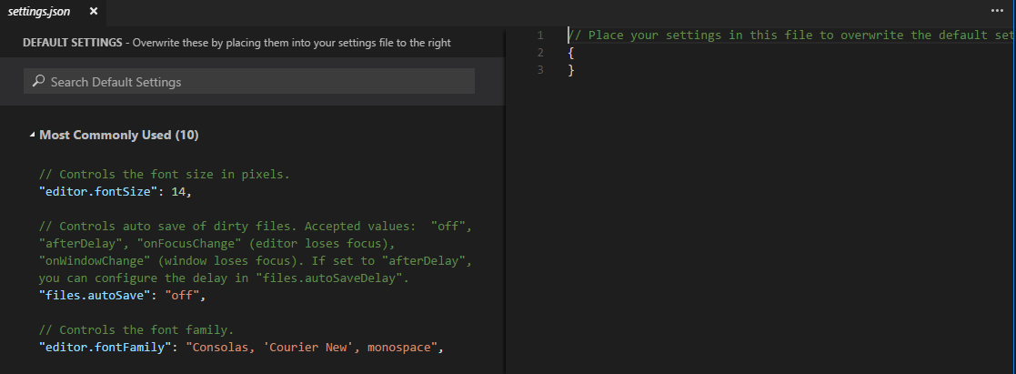 VSC JSON Settings