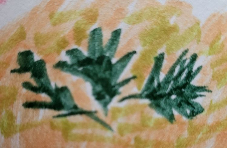 dibujito de hojas verdes y luz dorada - sketch of green leaves and golden light