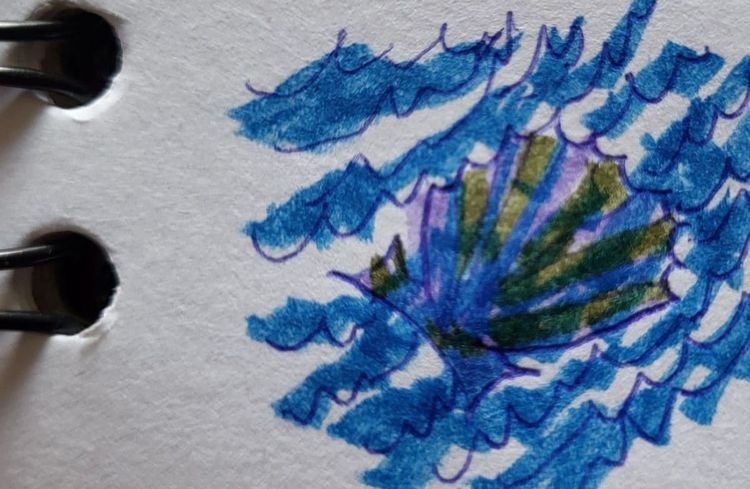 tinta azul, principalmente - blue ink, mostly