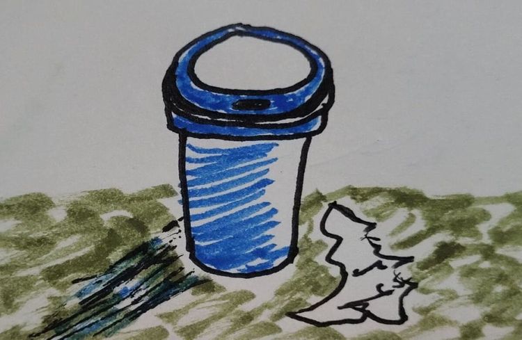 vaso deshechable y servilleta. disposable cup and napkin.