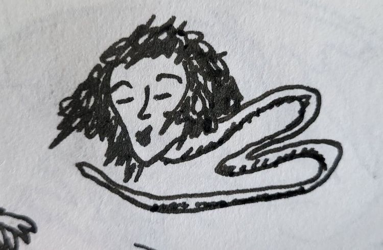 cabeza humana en cuerpo de una serpiente. human head on a serpent's body.
