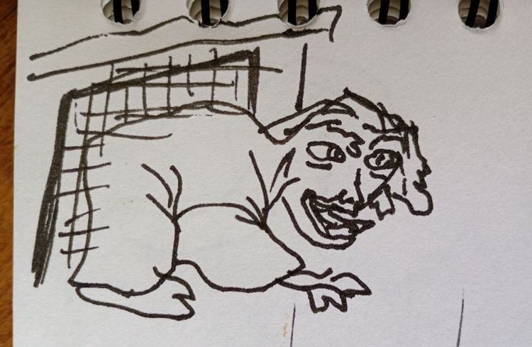 un demonio gatea. a demon crawls.