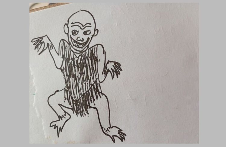 demonio calvo que baila. bald, dancing demon.