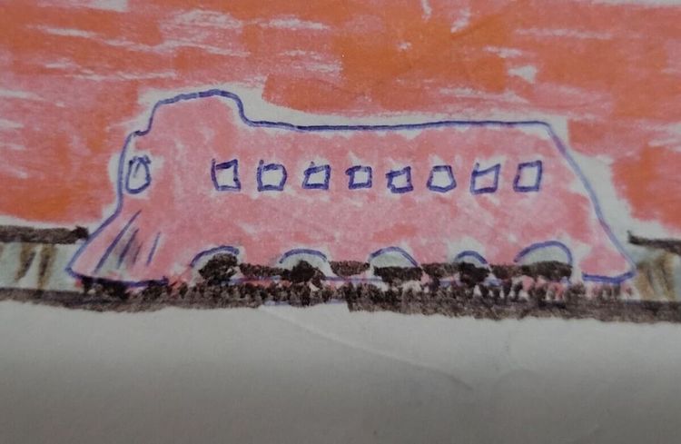 un tren rosa. a pink train.
