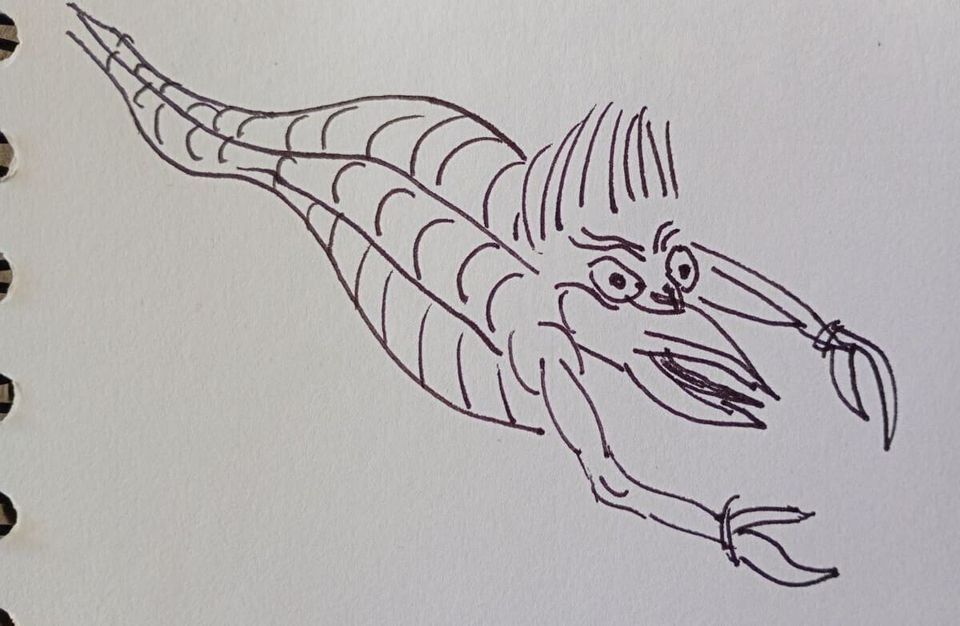 esto parece una langosta. lobster-looking thing.