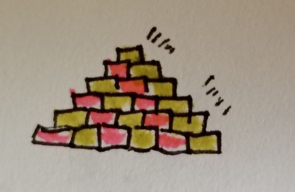 ladrillos de color en una pirámide. colorful bricks in a pyramid.