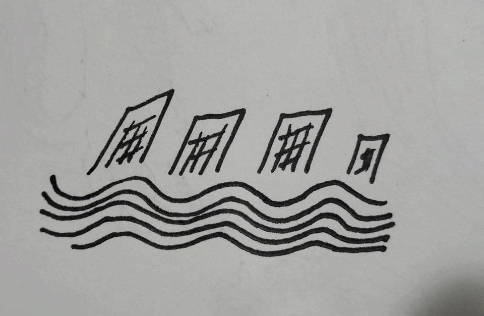 edificios y líneas onduladas. buildings and wavy lines.