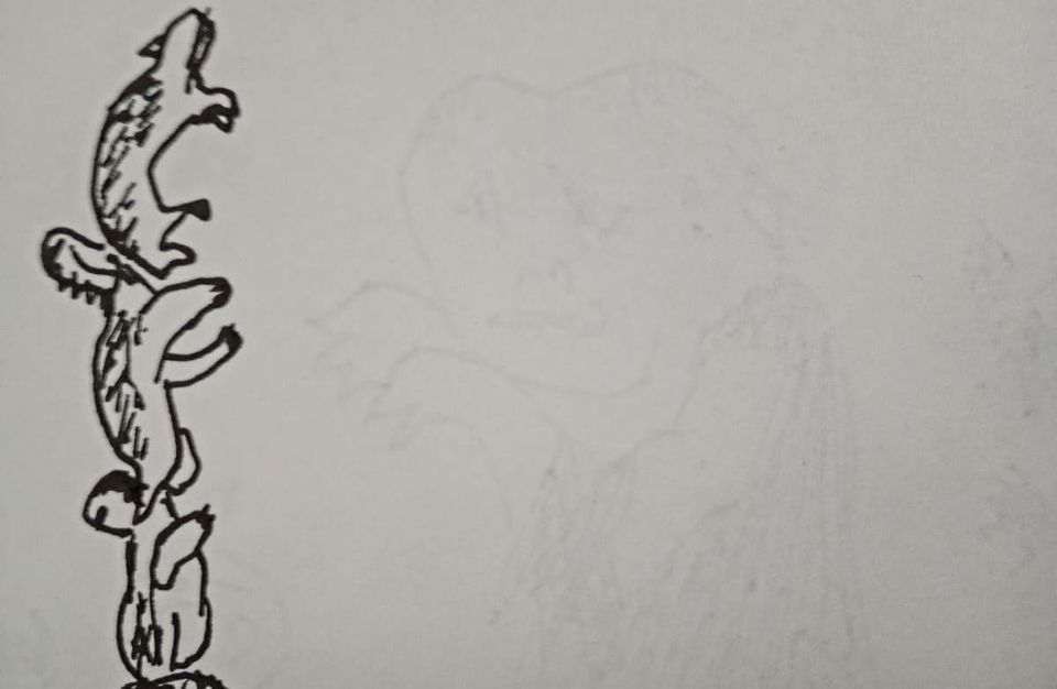 una columna de comadrejas. a column of weasels.