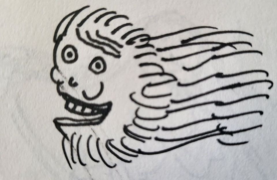 mal dibujo de un payaso. bad drawing of a clown.