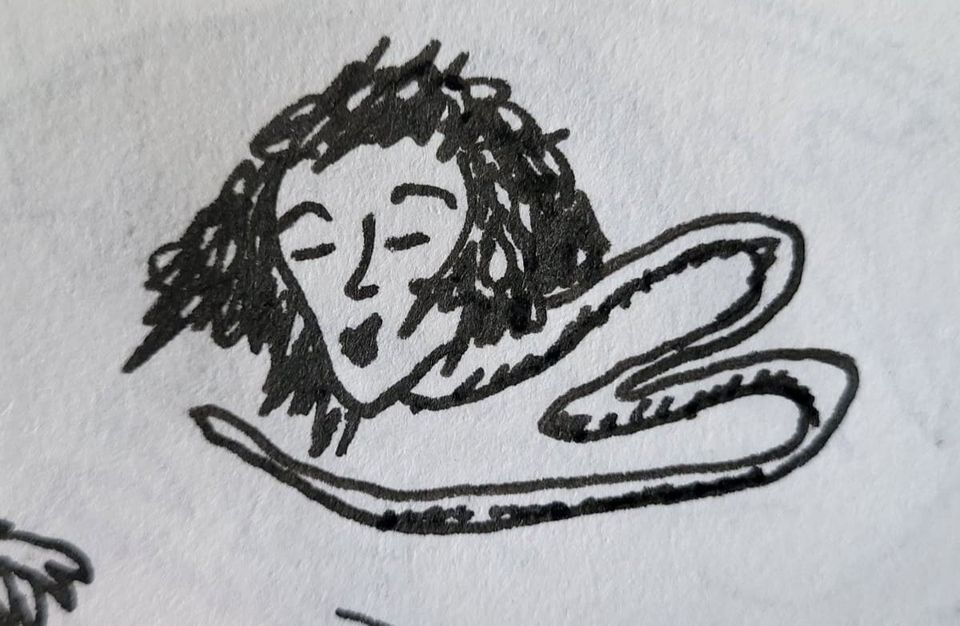 cabeza humana en cuerpo de una serpiente. human head on a serpent's body.