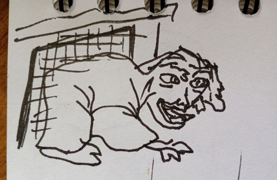 un demonio gatea. a demon crawls.