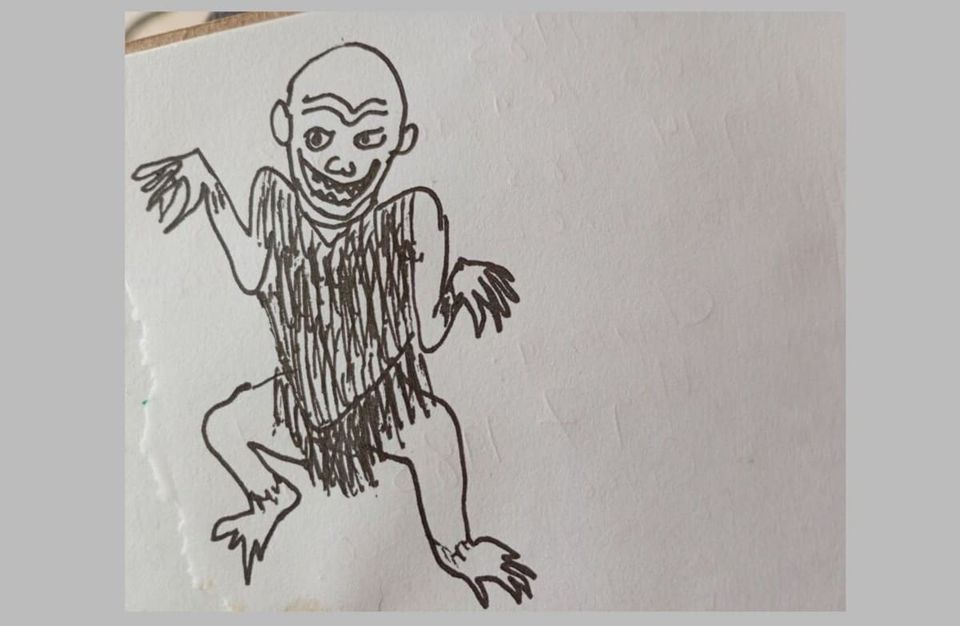 demonio calvo que baila. bald, dancing demon.