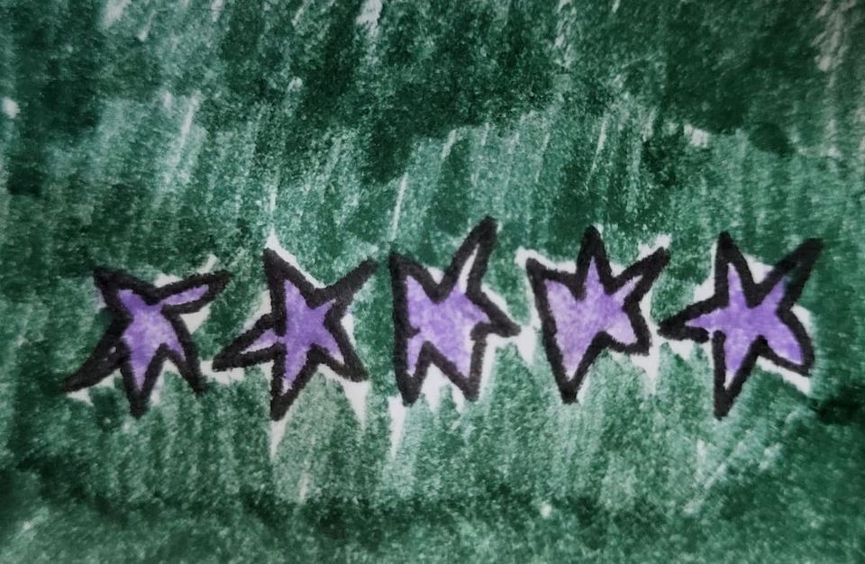 cinco estrellas. five stars.