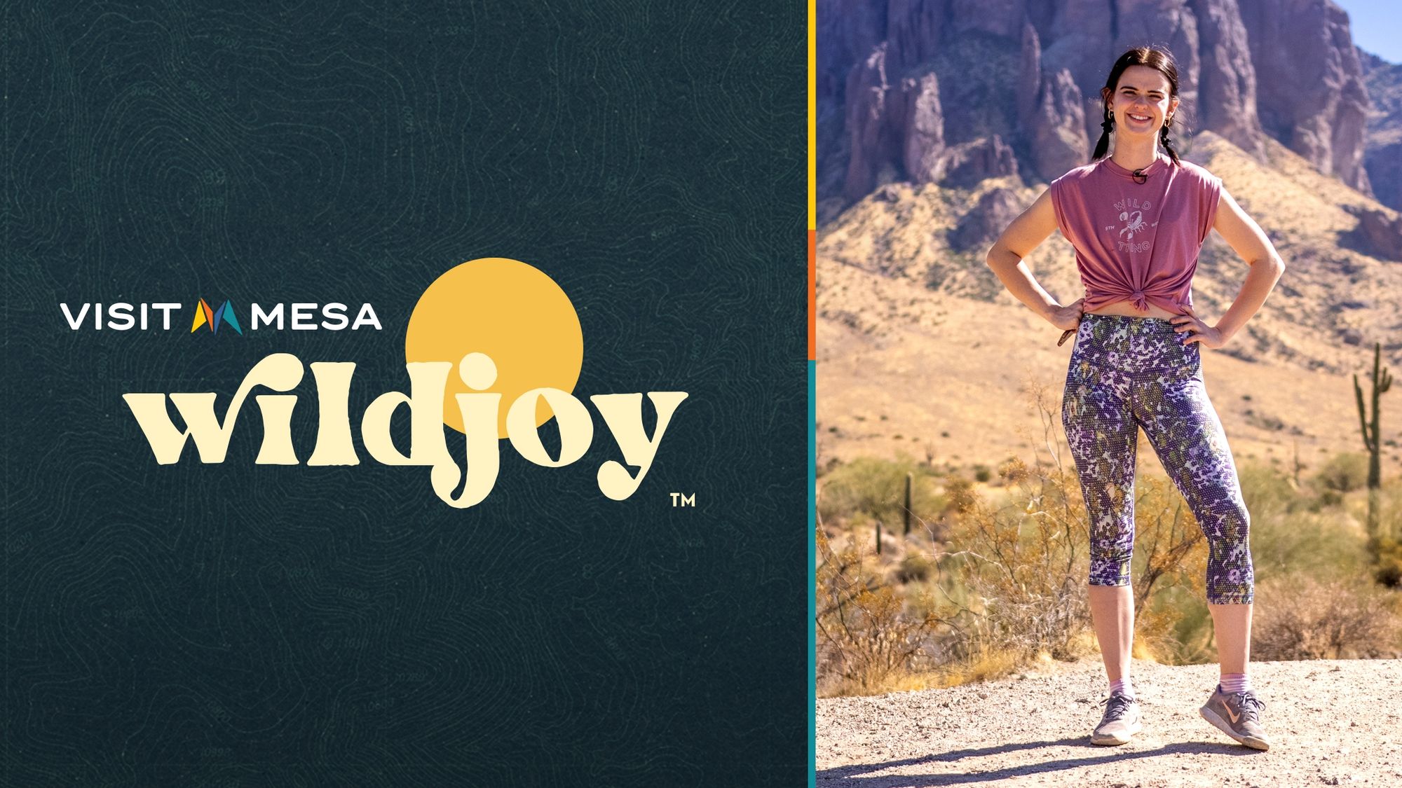 Lacy Cain next to Wildjoy and Visit Mesa Logo