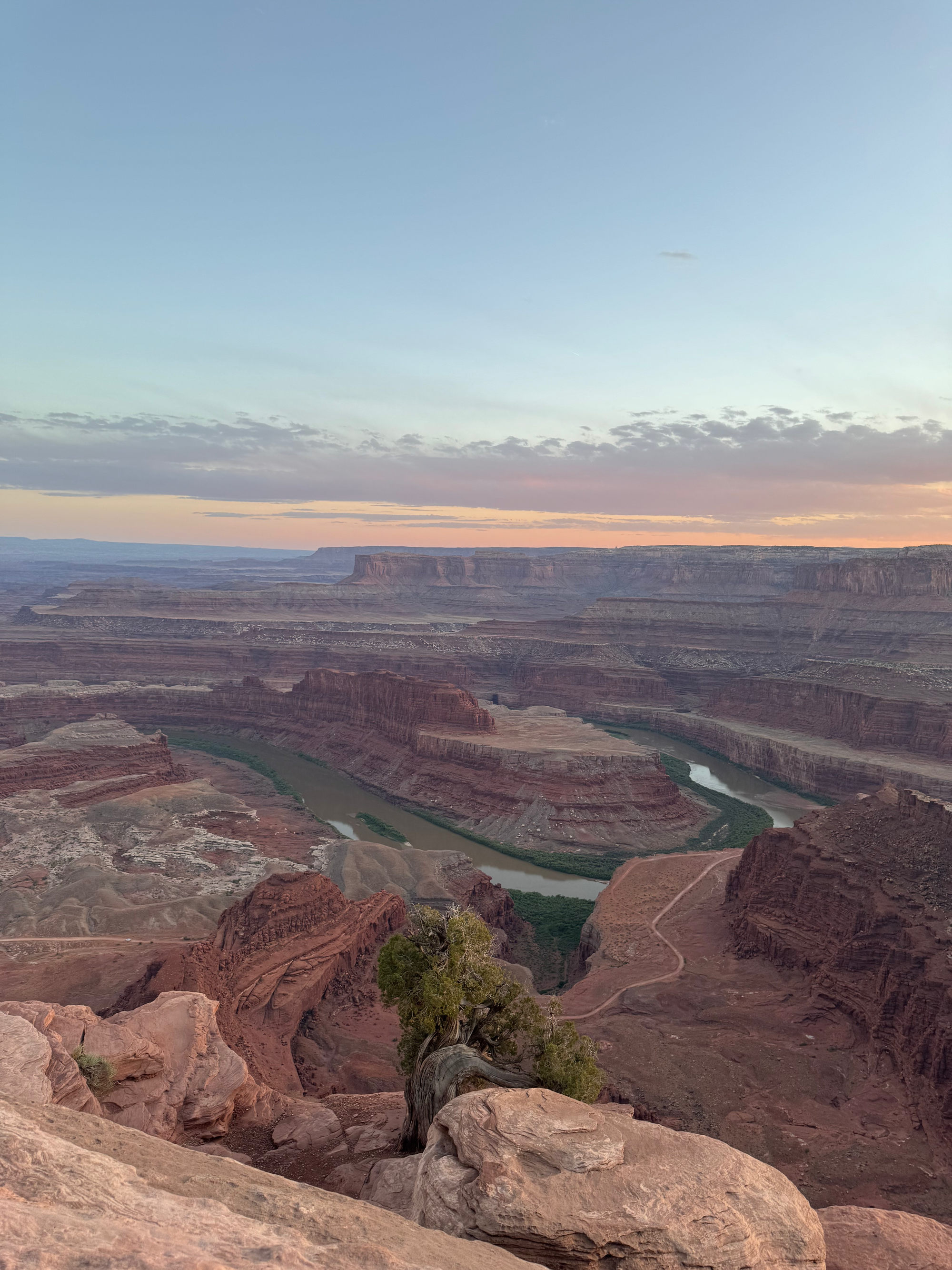 The Colorado River winding around the gooseneck at Dead Horse Point State Park in Moab, Utah