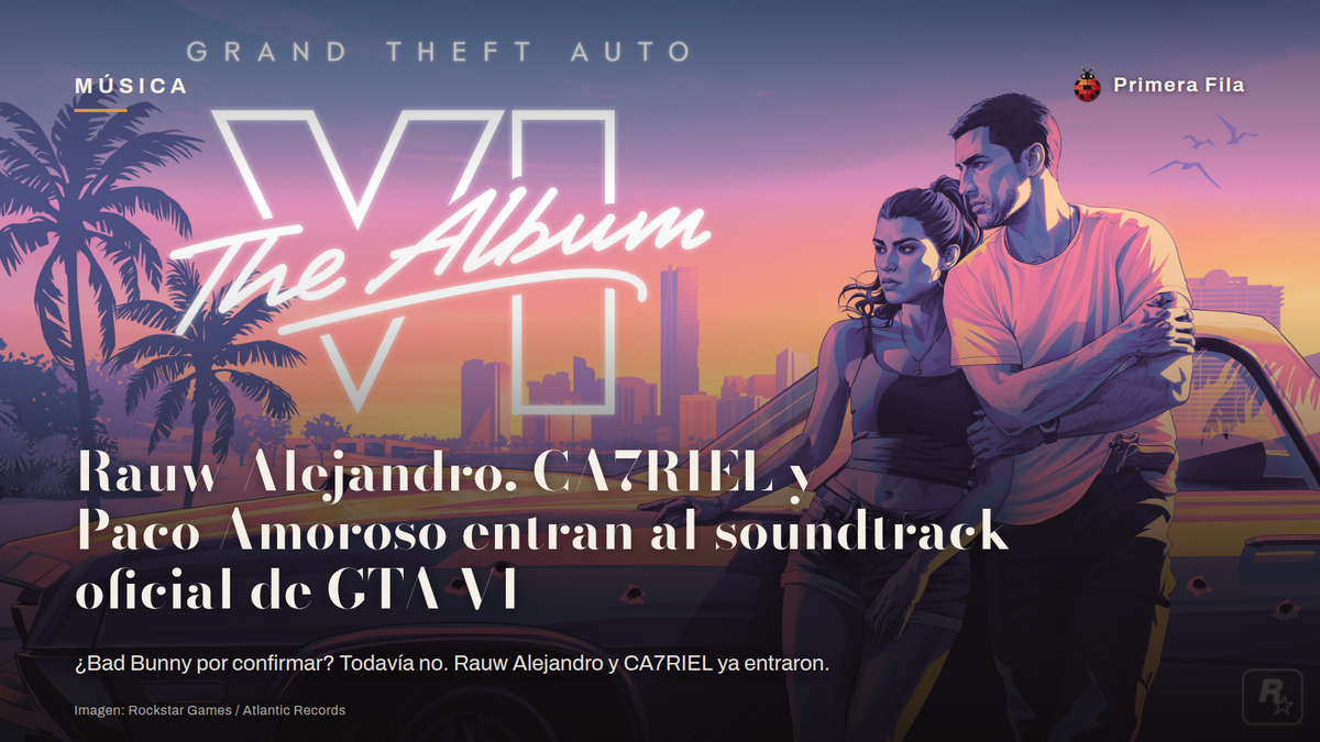 Rauw Alejandro, CA7RIEL y Paco Amoroso entran al soundtrack oficial de GTA VI