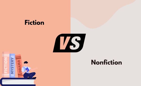 Sets up Fiction vs Nonfiction like it's about to be a brawl with a little person reading a book next to three books that are all fiction