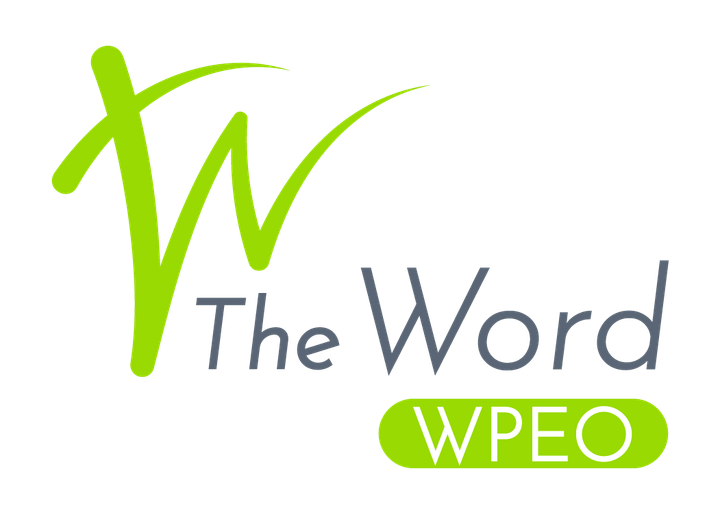 A logo spells out The Word WPEO.