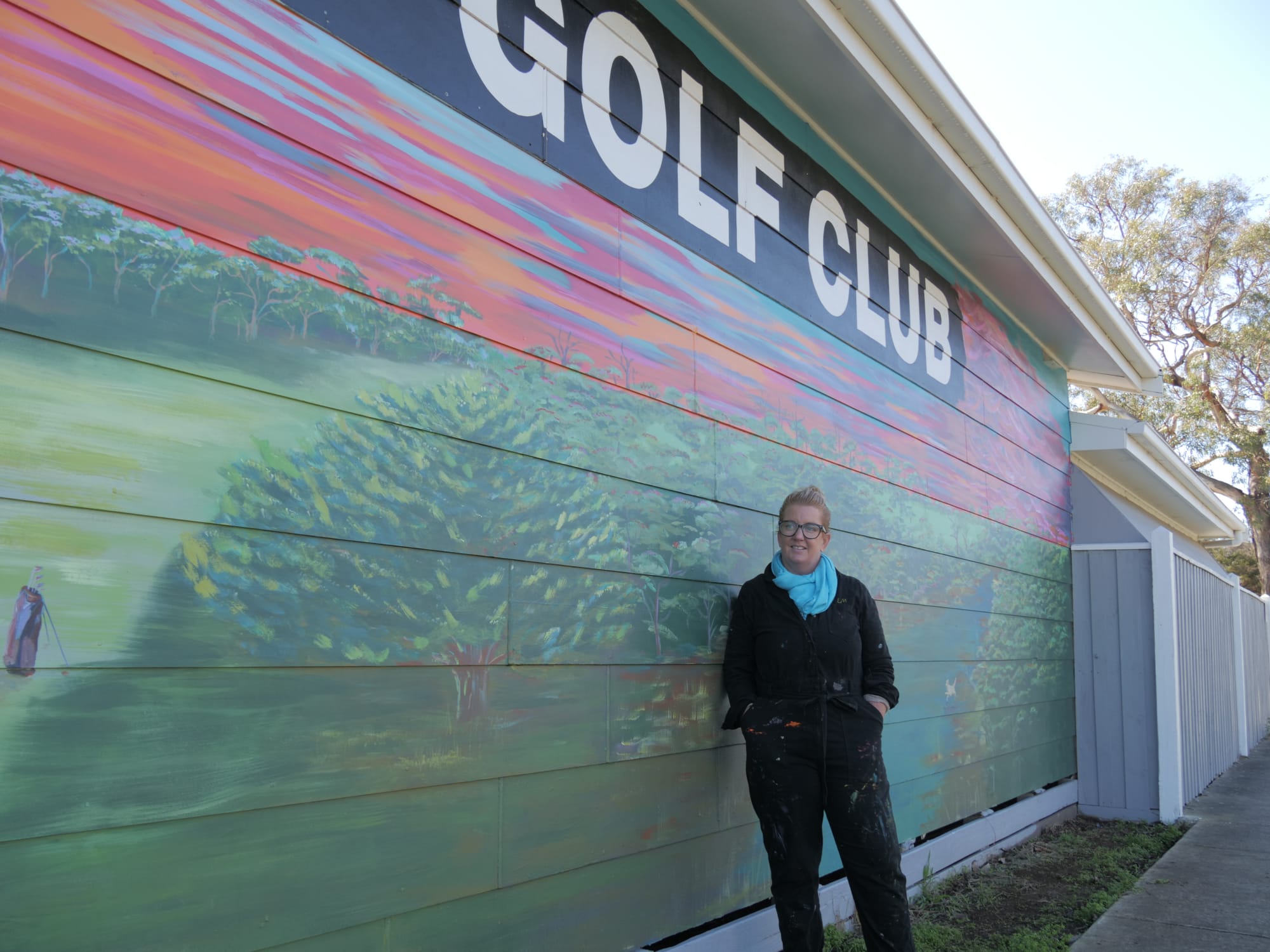Golf club wall turns green